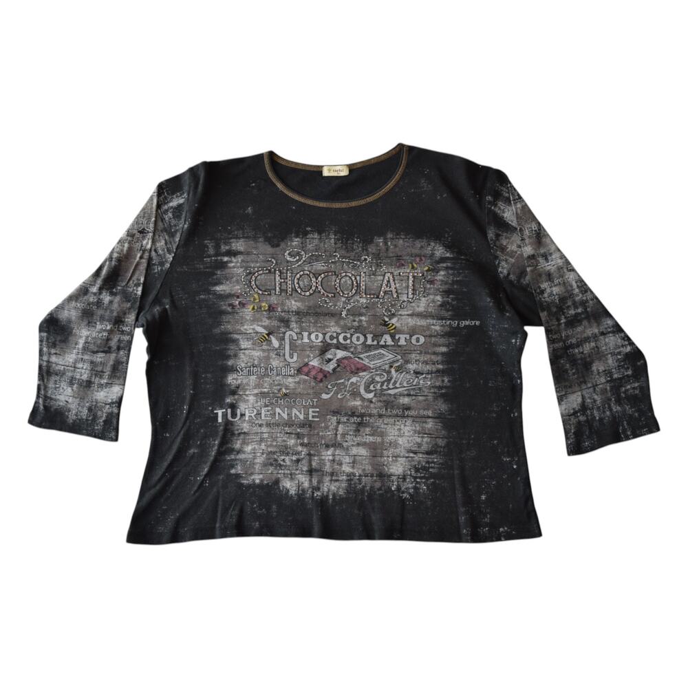 Vintage Y2K Chocolat Graphic Top - Women's Plus Size 1X/2X Whimsigoth